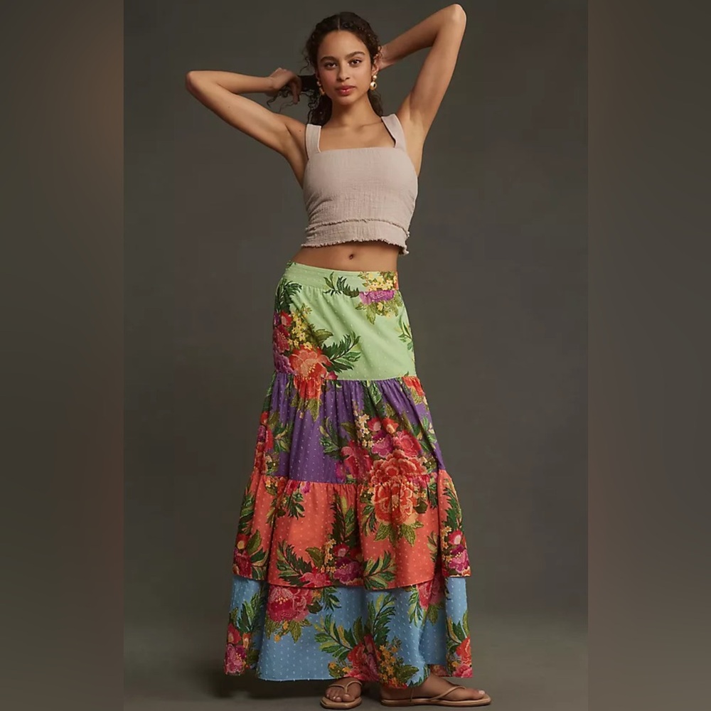 Farm Rio x Anthropologie Tiered Floral Maxi Skirt - Picture 3 of 16